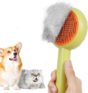Brosse de toilettage pour animaux de compagnie, pour chats et chiens, brosse autonettoyante pour éliminer les nids de poussière, les nœuds et les poils morts, pour poils courts ou longs - Product Image 1