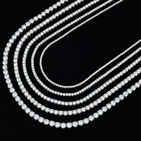 Collier Tennis de Luxe pour Hommes et Femmes, Style Hip-hop, en Argent 925 Plaqué Rhodium, avec Moissanite Certifiée VVS GRA, Taille Brillant 2-6mm, Longueur 16-24 pouces