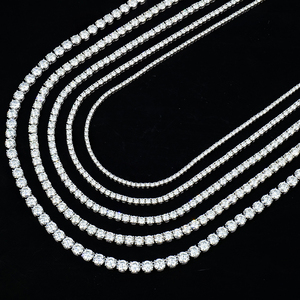 Wholesale 925 Silver white Gold Plated Brilliant Cut Moissanite Tennis Chain 2mm <b>D</b> VVS1 10g Hip Hop Iced <b>Necklace</b> Gifts Jewelry - Product Image 3