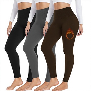 <b>Women</b> High Waist Black <b>Leggings</b> Slim Fit Knitted Cotton <b>Winter</b> Casual Solid Breathable Thermal Vintage Crop Pants 160g Pockets - Product Image 1