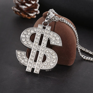 Collier imposant et affirmé pour homme, style hip-hop, avec grand pendentif symbole dollar, et ensemble de bijoux avec bagues - Product Image 5