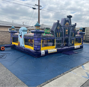 Parque inflable de Halloween al por mayor, impresiones de zombis y murciélagos, envío rápido - Product Image 3