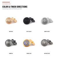 Botón Metálico Personalizado con Cúpula de Aleación de Zinc, Baño de Oro, para Uniformes, Costura, Decoración, Artesanía en Latón, OEKO-TEX, Venta al Por Mayor
