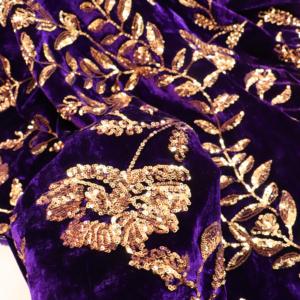 2024 High Quality <strong>Purple</strong> Silk Velvet Fabric with 3 mm <strong>Sequins</strong> Fashion Fabric for Women's Dress Ladies' Costume Fabric - Product Image 3