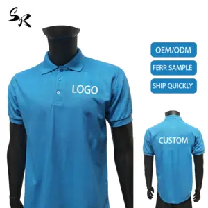 OEM individuelles 230 gsm besticktes Logo atmungsaktiv Baumwolle Polyester einfarbig Kurzarm Golf Polo T-Shirt für Herren