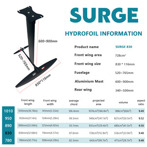 ชุดวิงฟอยล์คาร์บอนไฮโดรฟอยล์ SURGE 830 สีแดง เสาอลูมิเนียม ฟรีสไตล์ ตอบสนองต่อคลื่นได้ดี ประสิทธิภาพการเลี้ยวที่ยอดเยี่ยม ชุดอุปกรณ์ฟอยล์ - Product Image 2