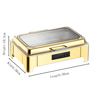 Plat de service rectangulaire électrique de luxe en acier inoxydable durable 9L, ensemble chauffe-plats pour buffet commercial et restaurant