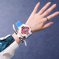 Montre numérique à double affichage de sport à la mode simple pour les jeunes Montre électronique multifonctionnelle polyvalente avec bande élégante Nouvelle mode