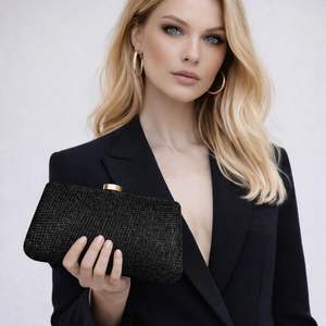Bolso de mano Daffgui para mujer con patrón de ratán, elegante bolso de noche para boda, cartera con cadena desmontable para uso diario y festivales - Product Image 2