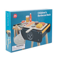 Jeu de cuisine Montessori Jouets Jeux BBQ Grill Chariot en bois Ensemble de barbecue Autres enfants Jouet pour bébé