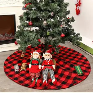 Christmas Decorations Black Buffalo Checked Tree Skirts Mat Red Black Buffalo Plaid Christmas Tree Skirt