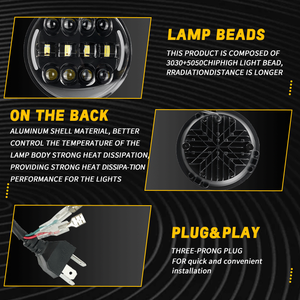 Faro LED da 7 Pollici con Logo Personalizzato, Nuovo Tuff Plus 12V, Illuminazione Anteriore DRL 4x4 per Moto e Auto, in Lega di Alluminio, Universale - Product Image 4