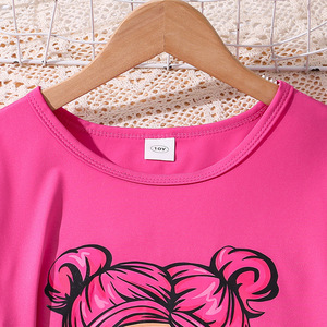 Ropa juvenil Camiseta estampada de manga corta de verano Pantalones acampanados Conjunto de dos piezas para ropa de chicas adolescentes - Product Image 3