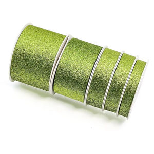 Pita Natal DIY dekoratif metalik berkilau Multi Warna 1-150cm 1.5 inci 3 inci poliester mengkilap pita gulungan - Product Image 4