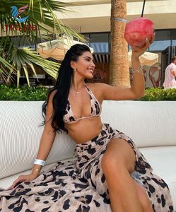 Tasarım üçgen kravat yan mayo bayan leopar baskı mayo kadınlar için - Product Image 5