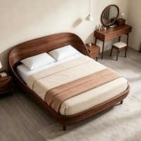 Neues chinesisch-inspiriertes Doppelbett aus massivem nordamerikanischem Schwarznussholz, gebogen, zerlegbar, 1,8 m, hochwertige Schlafzimmermöbel