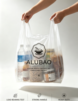 Sac en plastique imprimé avec logo personnalisé, sac de courses jetable à poignées pour supermarché et emballage à emporter