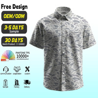 Op maat bedrukte camouflage korte mouw vissershemd voor heren, sneldrogend, 4-weg stretch, knoopsluiting, ademend outdoor shirt voor heren