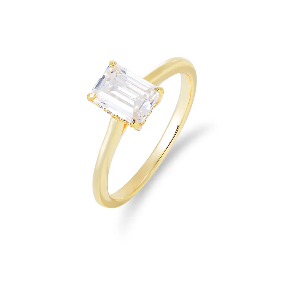 Il nuovo anello di diamanti con taglio Baguette grande in argento 2023 placcato oro 14K 925 CZ per il matrimonio