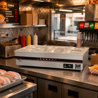 Bain-marie commercial en acier inoxydable à 8 bacs pour buffet, comptoir