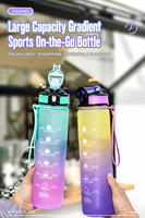 Bouteille d'eau minimaliste en Tritan sans BPA, étanche, 32 oz, avec corde, pour le fitness, la randonnée, les voyages en plein air, 1000 ml, 900 ml