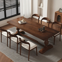 Table à manger en bois massif antique DISHI, style farmhouse, style campagnard français, table en bois vieilli, grande table en bois rustique, table de cuisine en bois récupéré