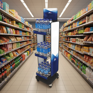 Exhibidor Metálico Móvil con Ruedas, 3 Niveles, Estante Sólido, Duradero y Económico para Supermercados, <span class=keywords><strong>Tiendas</strong></span> Minoristas y Bebidas - Product Image 5