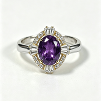 Bague en argent sterling 925 avec améthyste naturelle violette profonde, bijoux en gros pour femmes, cadeau de fête ou d'anniversaire
