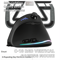 ZELOTES Mouse game C-18 vertikal RGB, Mouse game berkabel ergonomis dengan Joystick dapat diprogram USB 11 tombol Laptop/Desktop pemain game tangan kanan