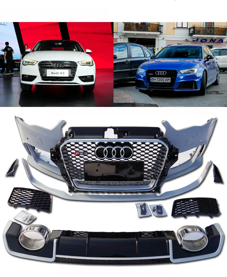 Body kit for Audi A3 2013-2016 modified to RS3 model car bumpers New facelift high performance and low price.