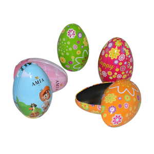 Wholesale Assorted Chocolate Candy Packing Metal Easter Egg Shaped Tin Box Custom Christmas Gift Egg Tin Can