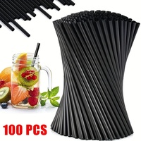 NEWELL 100 pièces/paquet Pailles à cocktail jetables en plastique noir pliables de 26 cm pour bar, mariage, fournitures de fête