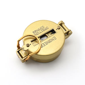 Mini bussola rotonda dorata bussola tascabile da campeggio all'aperto con copertura bussola magnetica in stile militare - Product Image 2