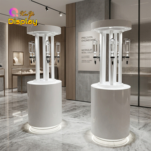 Stazione di Ricarica Profumi Personalizzata Eco-Friendly con Illuminazione LED, Bancone Curvo in MDF Bianco per Boutique di Lusso - Product Image 4