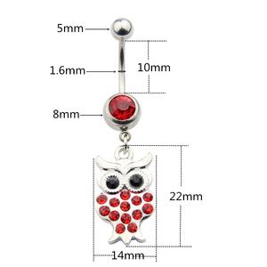 Surgical Steel Piercing <strong>Jewelry</strong> <strong>Owl</strong> Shaped Belly Rings Colorful Crystal Dangling Belly Button Piercing Gift <strong>Jewelry</strong> - Product Image 2