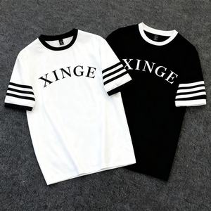 Camiseta Unisex Oversize de Algodón 100% con Estampado Gráfico Digital Personalizado, Rayas Minimalistas, Camiseta Blanca para Hombre, Venta Caliente 2026 - Product Image 1