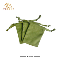 Sacs à bijoux Webest en gros, pochettes à bijoux en velours vert avec cordon de serrage et logo imprimé, personnalisables