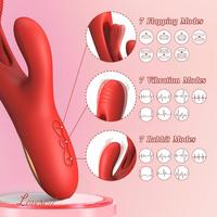 Weiblicher Masturbator 3-in-1 Stimulation G-Punkt Klitoris-Vibrator Flatternder Rabbit Vaginal-Vibrator Silikon-Finger Sexspielzeug