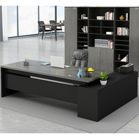 Bureau de direction moderne noir en forme de L pour PDG, directeur, président - Mobilier de bureau commercial