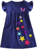 Robes d'été personnalisées OEM/ODM pour petites filles, en dentelle douce, respirantes, col rond, manches courtes, en coton, à fleurs, longueur genou, pour enfants