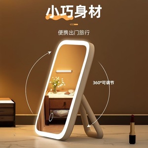Toptan Masaüstü LED Makyaj Aynası Dokunmatik Kontrol 3 Renkli Işık USB Güçlü Masa Aynası Şık Taşınabilir Aynalı Standlı - Product Image 3