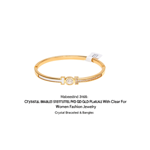 Crystal Bangle <b>Bracelet</b> 316L Stainless Steel PVD Gold Plating With Clear Stones For Women Fashion Jewelry - Product Image 2