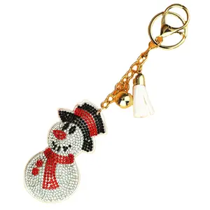 Thème de noël strass porte-clés mignon bonhomme de neige wapiti pendentif cristal porte-clés réveillon de noël fête cadeau diamant porte-clés