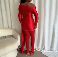 Robe pour femme Viviblook D25DS481, automne-hiver, nouvelle robe mini à manches longues, couleur unie, coupe ajustée, épaule dénudée, col à revers, ruban