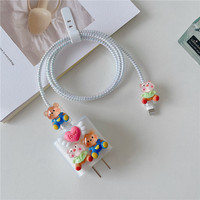 Protection 3D Filles Mignonnes pour Câble USB Chargeur de Téléphone, Nouveau Chargeur de Téléphone Mobile de Luxe Coloré, Cache-Câble USB Flexible