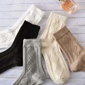 Autumn Winter New Customised White Tube <b>Socks</b> for Women Wholesale Hygroscopic Sweating Solid Color Knitted - Product Image 3