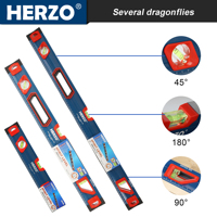 Herzo haute qualité 40 60 80cm niveau à bulle à bulle en aluminium niveau à bulle magnétique outils de mesure de bâtiment industriel