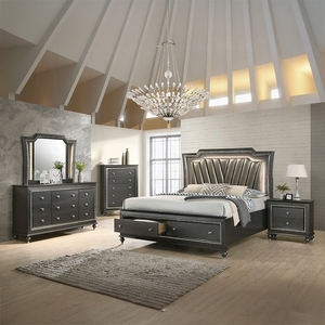 Comodino Grigio Metallizzato Transizionale con Due Cassetti, Mobile in Legno per Camera da Letto - Product Image 6