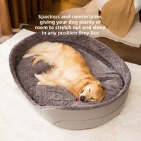 Lit pour animaux de compagnie en peluche ovale de luxe avec coussin épais séparé pour les grands chiens et les chats