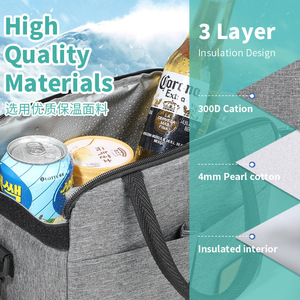 Lunch Bag Oxford Cloth Insulated With <b>Ice</b> <b>Pack</b> Portable <b>Cooler</b> For Food Storage Gray Navy Blue - Product Image 4